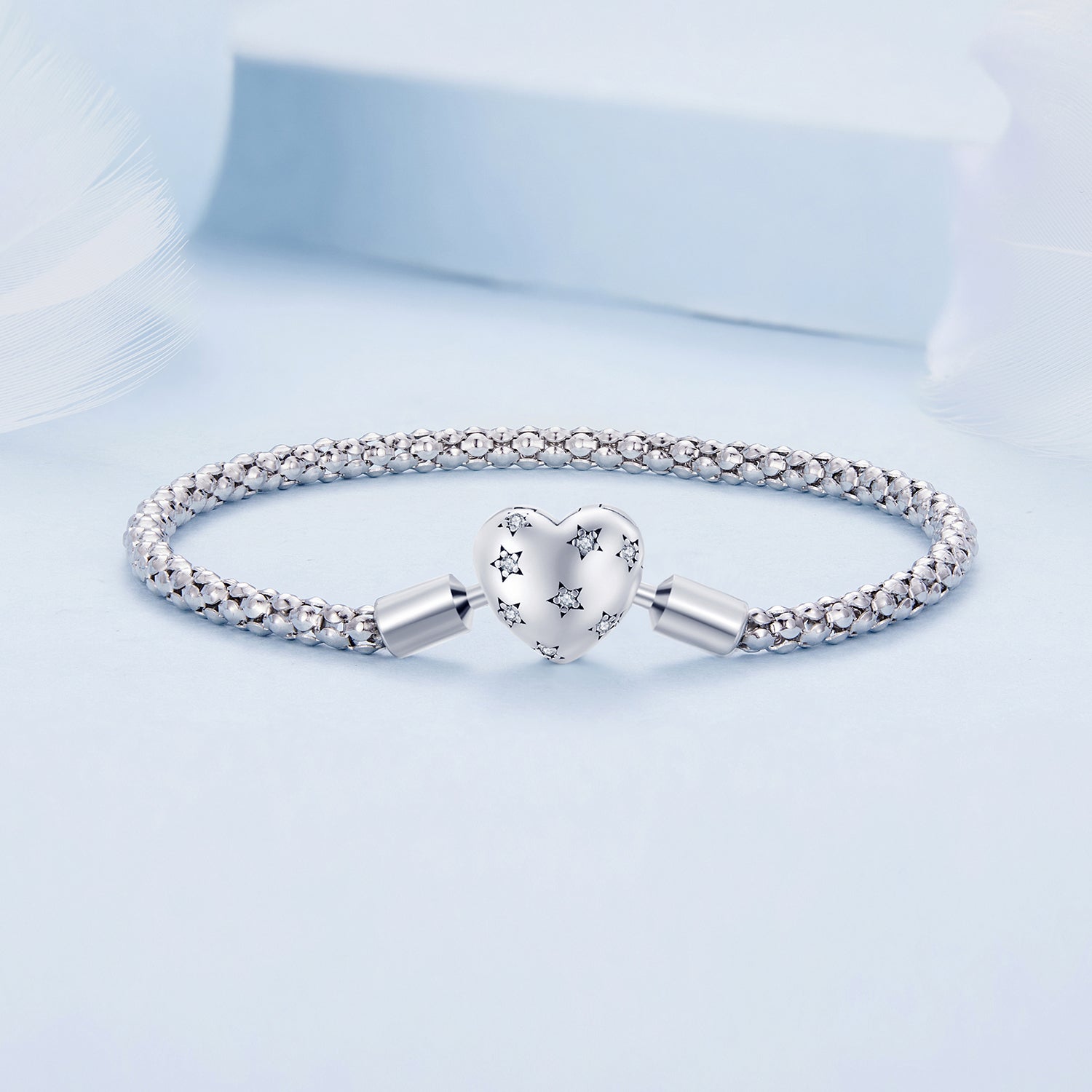 925 Sterling Silver Oxidized Silver Bracelets 17.0 Size with CZ for Women