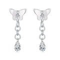925 Sterling Silver & Brass Earrings with White Gold Plating, 2.0x0.8cm for Women
