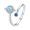 925 Sterling Silver Ring with Pavé Setting, White Gold Plated, with Translucent Opal for Women