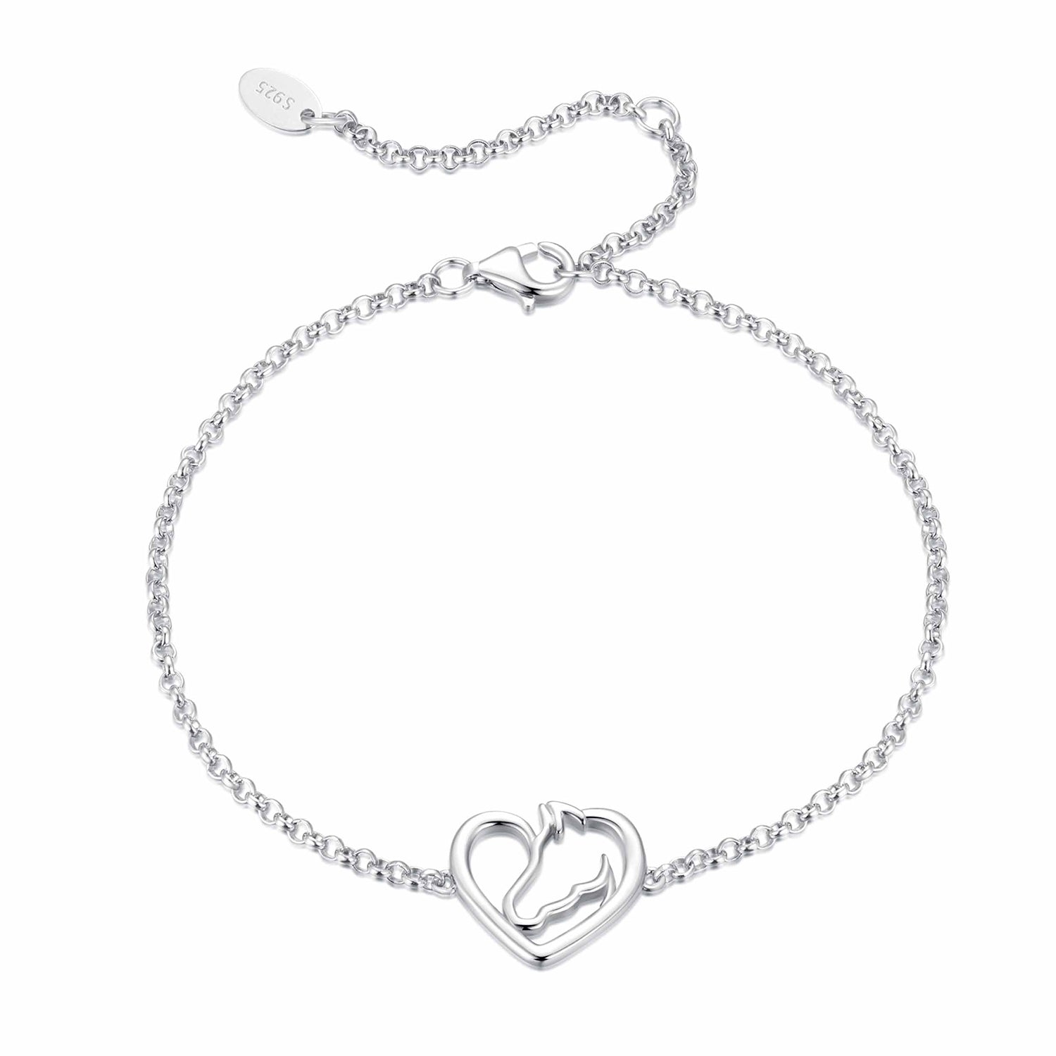 925 Sterling Silver Plated White Gold Bracelet 21cm for Women