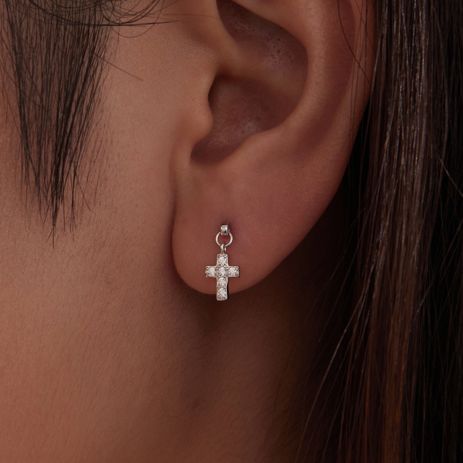 925 Sterling Silver White Gold Plated Pavé Setting CZ Earrings for Women