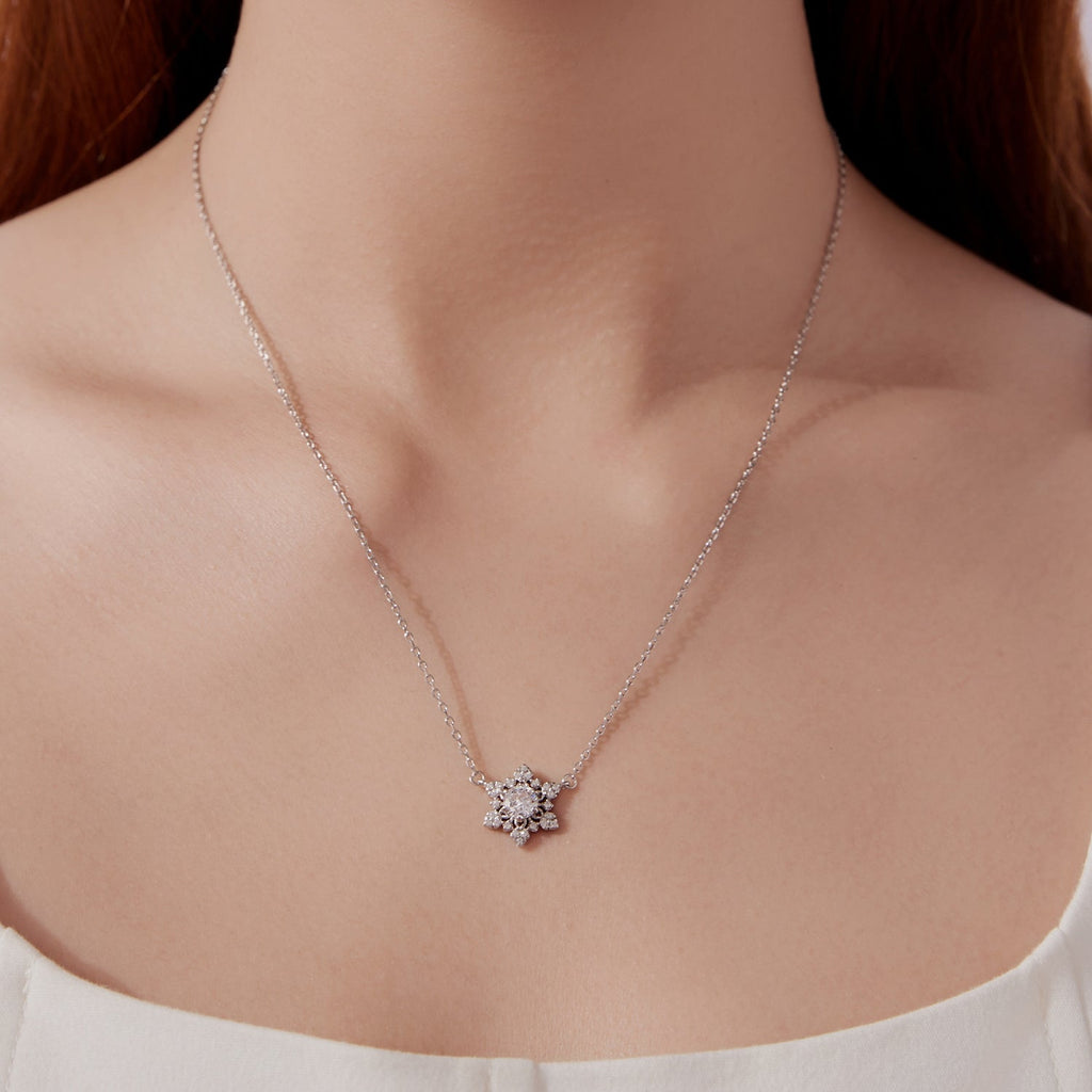 925 Sterling Silver White Gold Plated CZ Necklace 45cm for Women