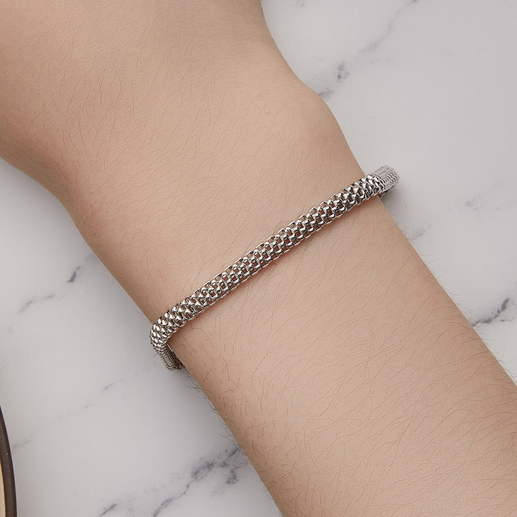 925 Sterling Silver Plated Platinum 17.0 Size Bracelet for Women