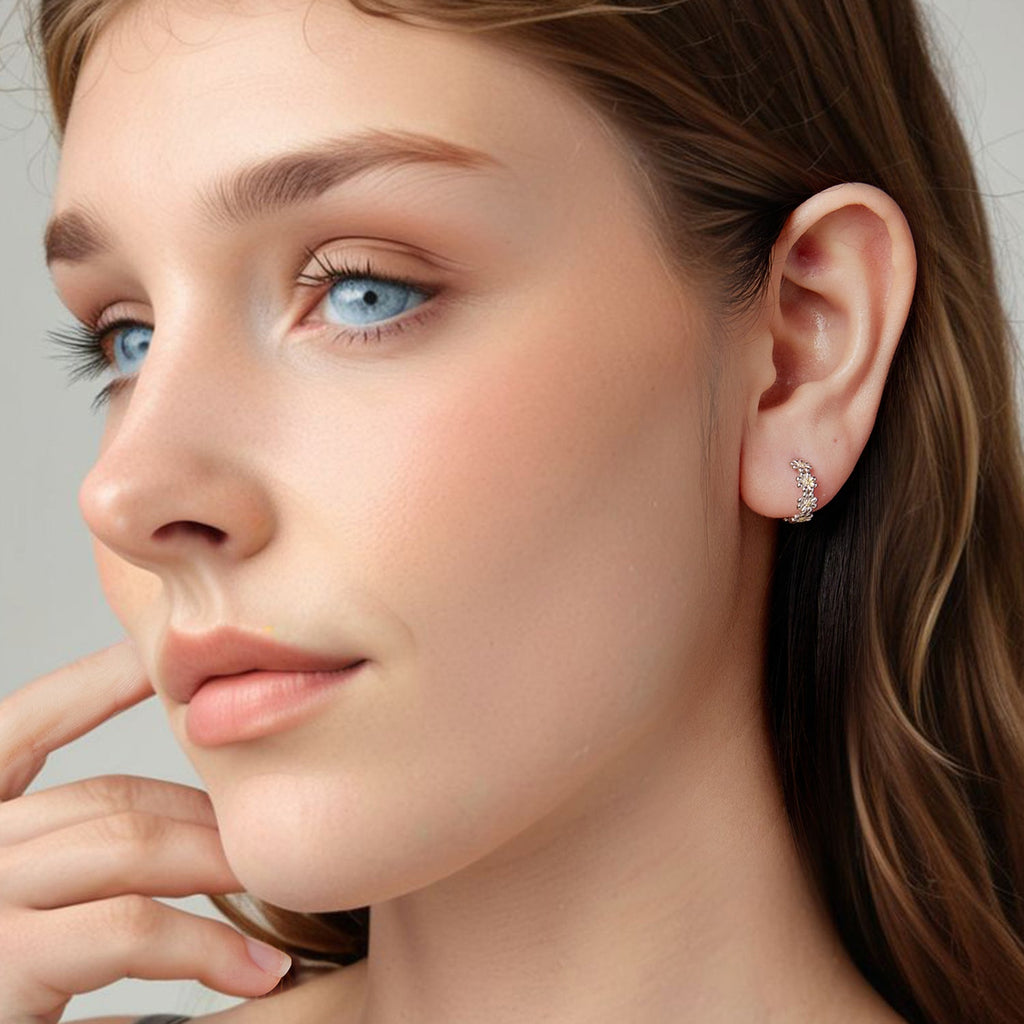 925 Sterling Silver Plated White Gold Earrings for Women