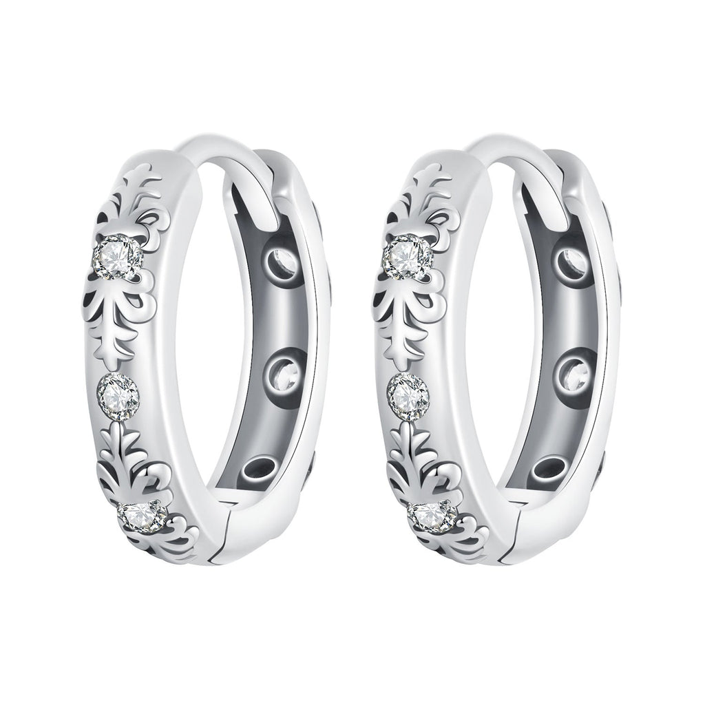 925 Sterling Silver Earrings with Oxidized Finish and Pavé Setting CZ for Women