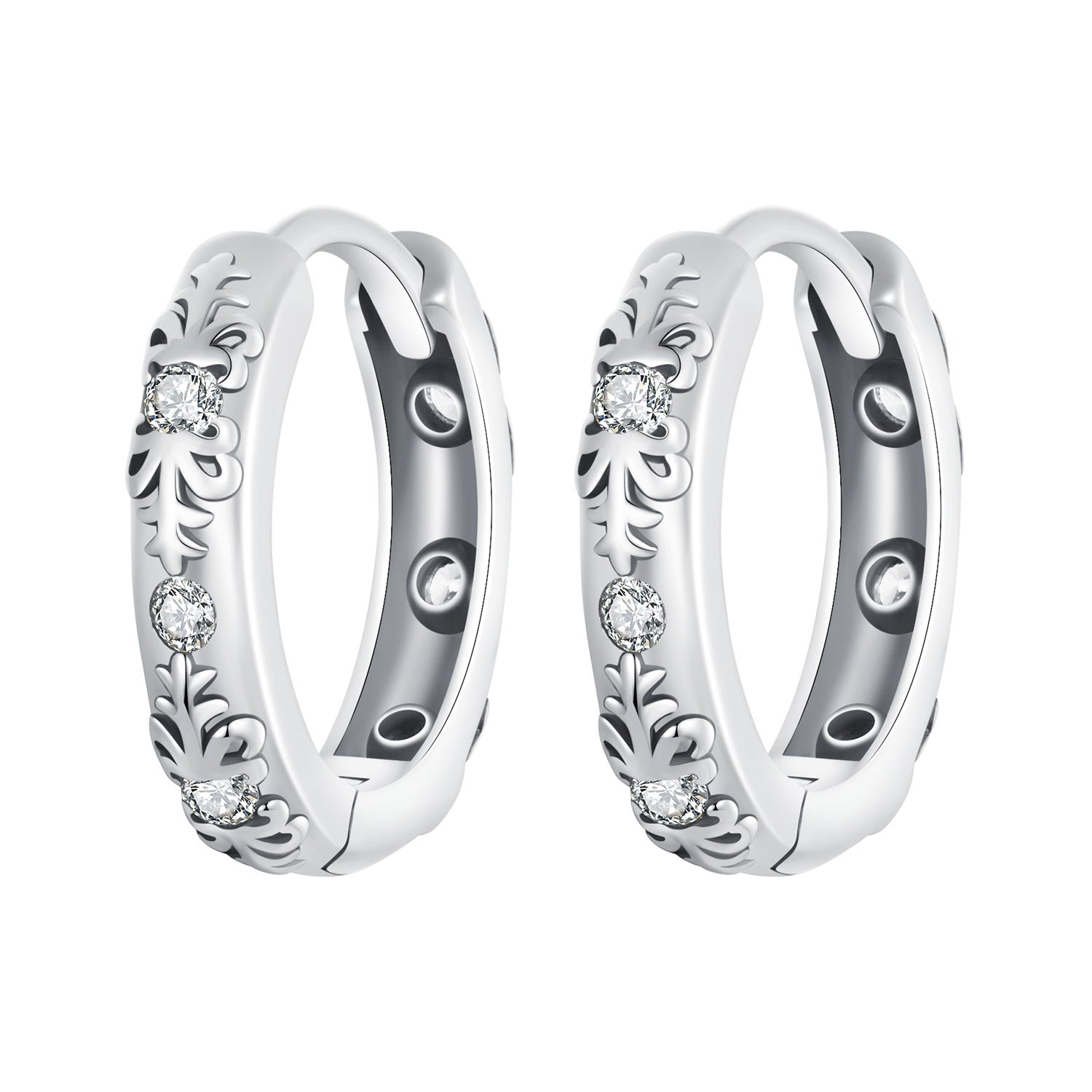 925 Sterling Silver Earrings with Oxidized Finish and Pavé Setting CZ for Women