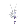 925 Sterling Silver 29x18mm Moonstone Pendant Necklace with Enamel Process