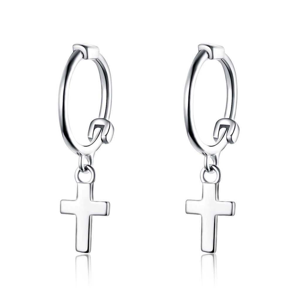 925 Sterling Silver Earrings Plated Platinum 1.9*0.5cm for Women