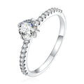 925 Sterling Silver Plated Platinum 0.60 Carat Zircon Ring Size 6 for Women