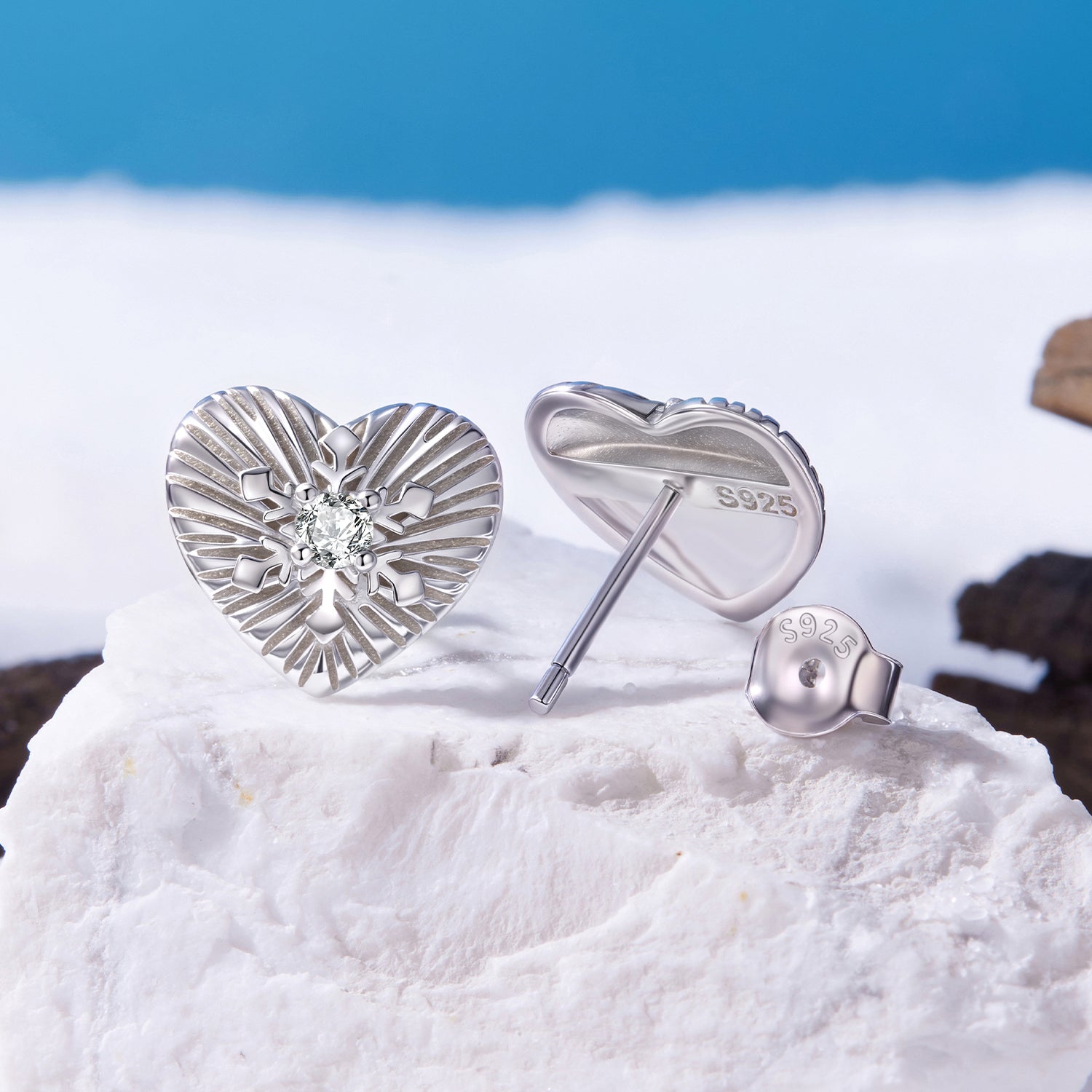 925 Sterling Silver Earrings with CZ in White Gold Plating for Women