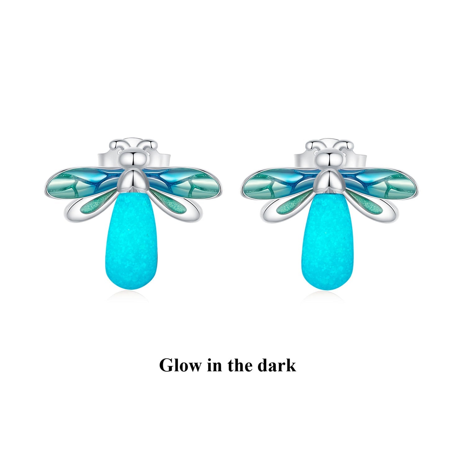 925 Sterling Silver Earrings with Luminous Stone in 10x12mm