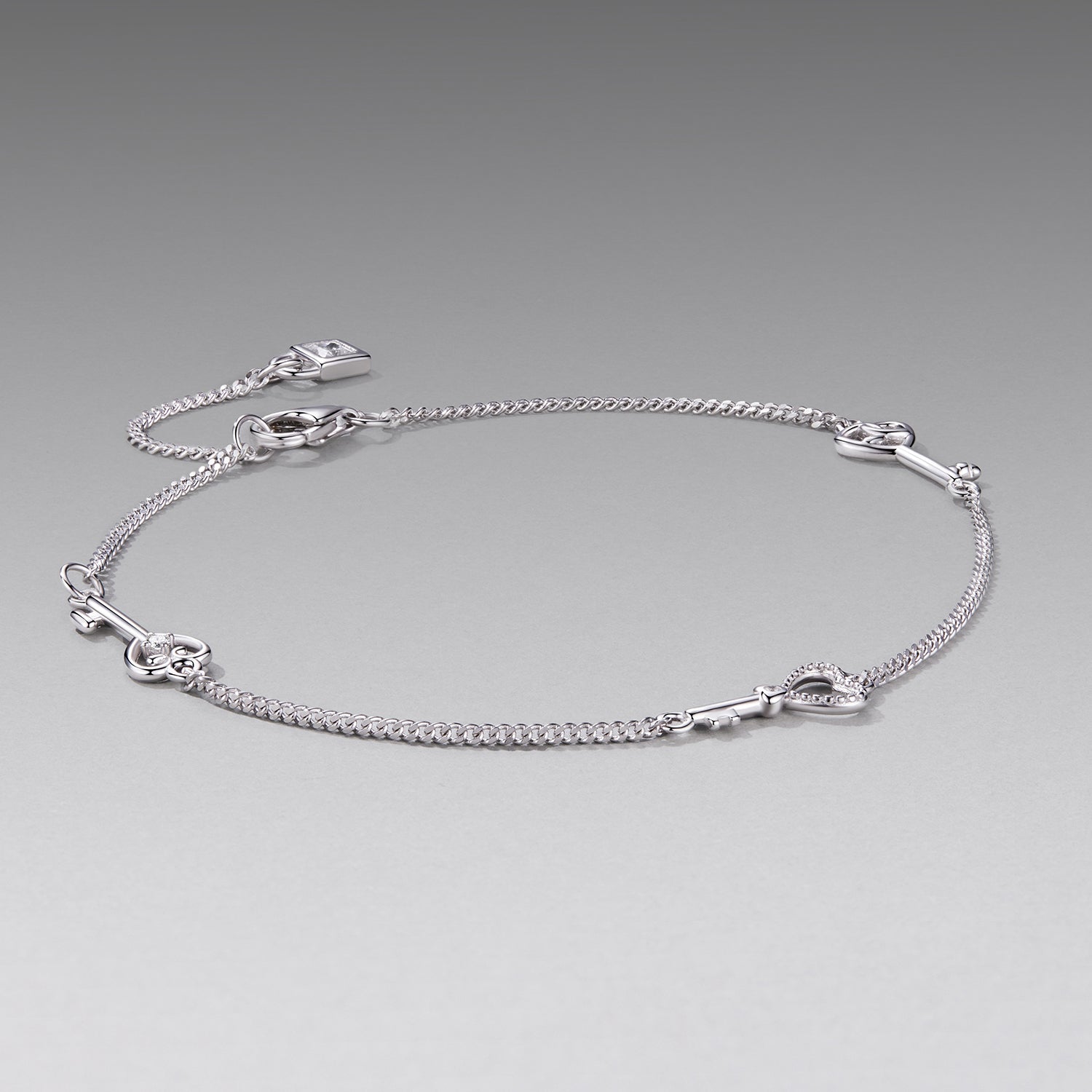 925 Sterling Silver White Gold Plated 21cm Pavé CZ Bracelet for Women