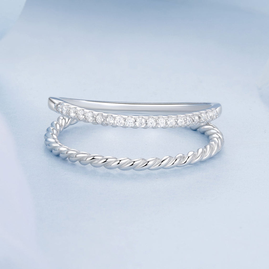 925 Sterling Silver Ring 6.0 Size with Pavé Setting CZ