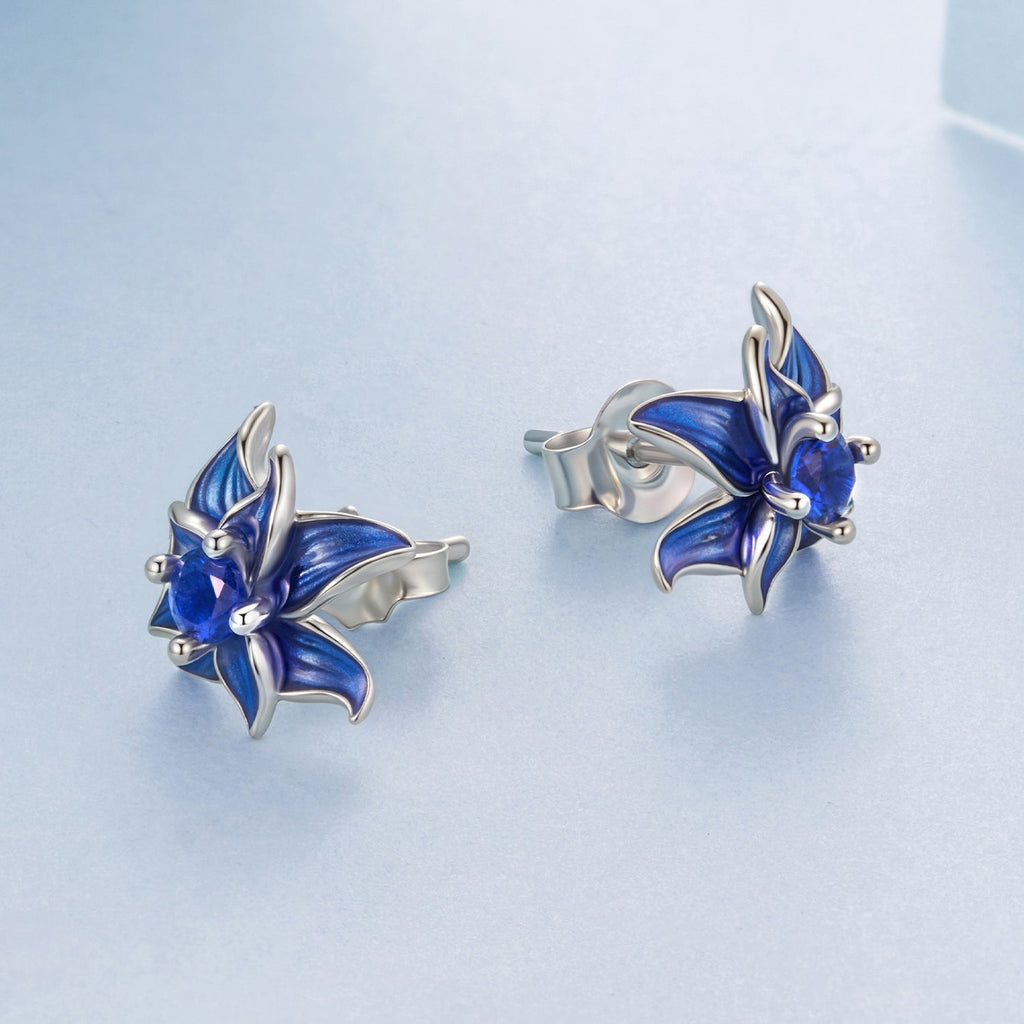 925 Sterling Silver Earrings with Enamel Process and Pavé Setting CZ
