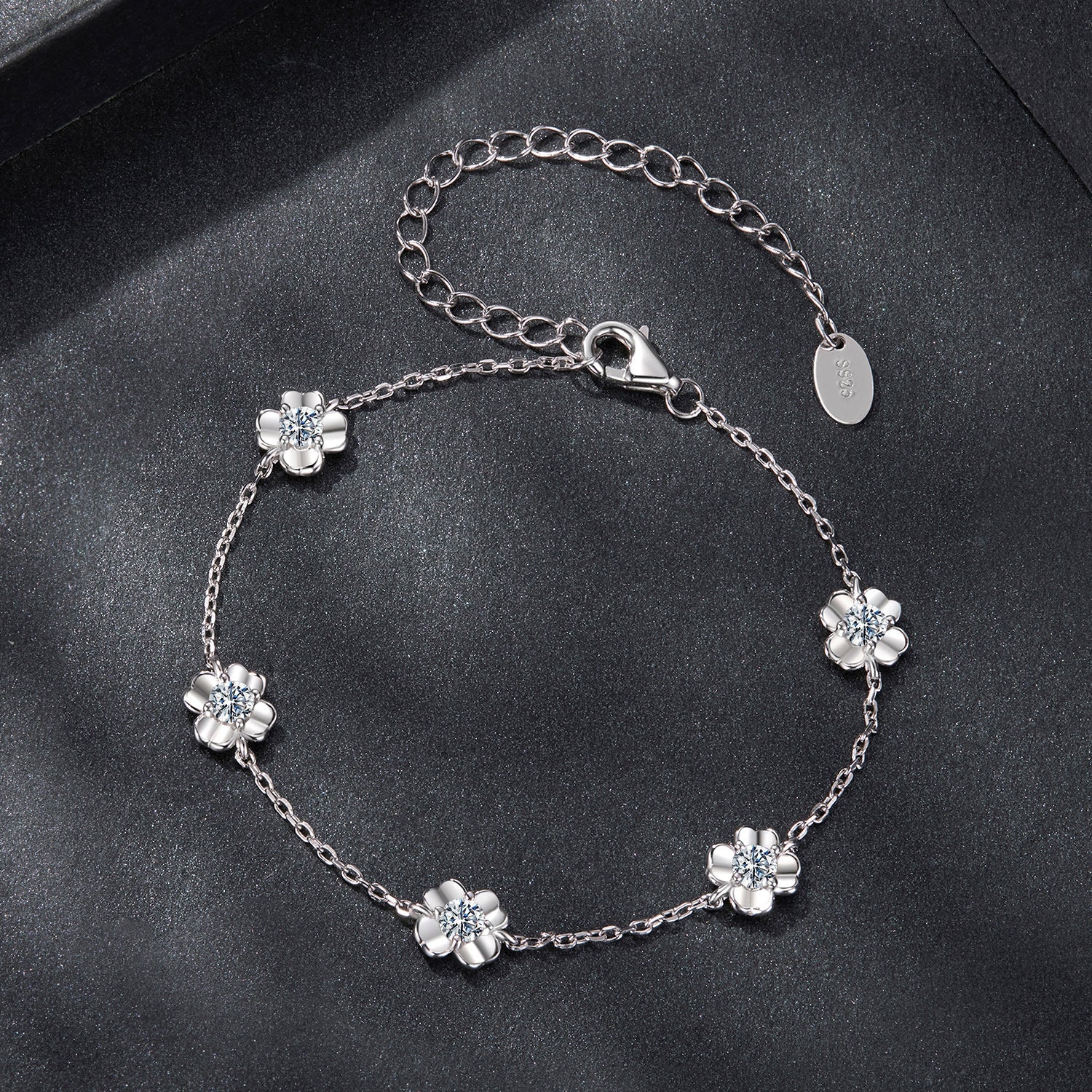 925 Sterling Silver 0.1 Carat Moissanite Bracelet for Women