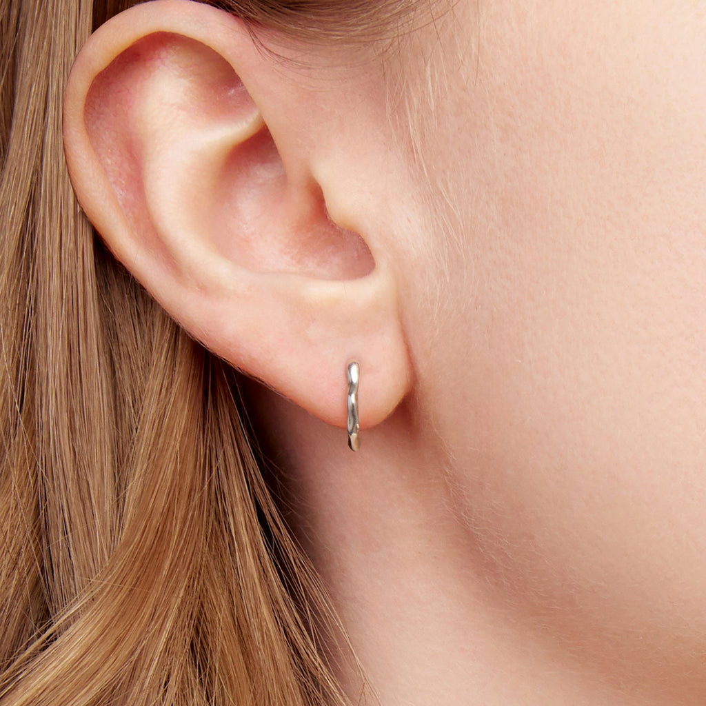 925 Sterling Silver Earrings with Oxidized Finish - 1.4x0.2cm for Women