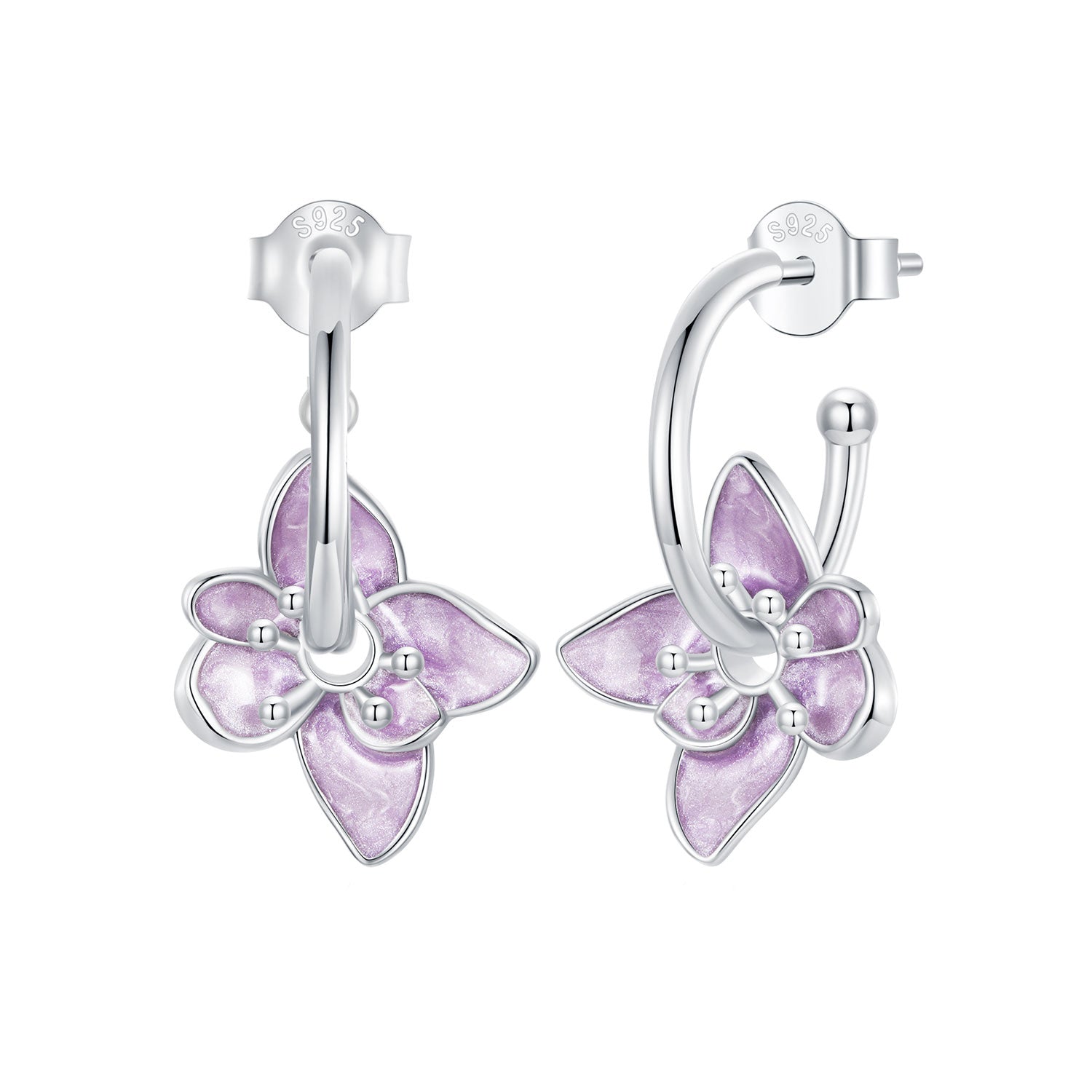 925 Sterling Silver Enamel White Gold Plated Earrings Size 20*14mm