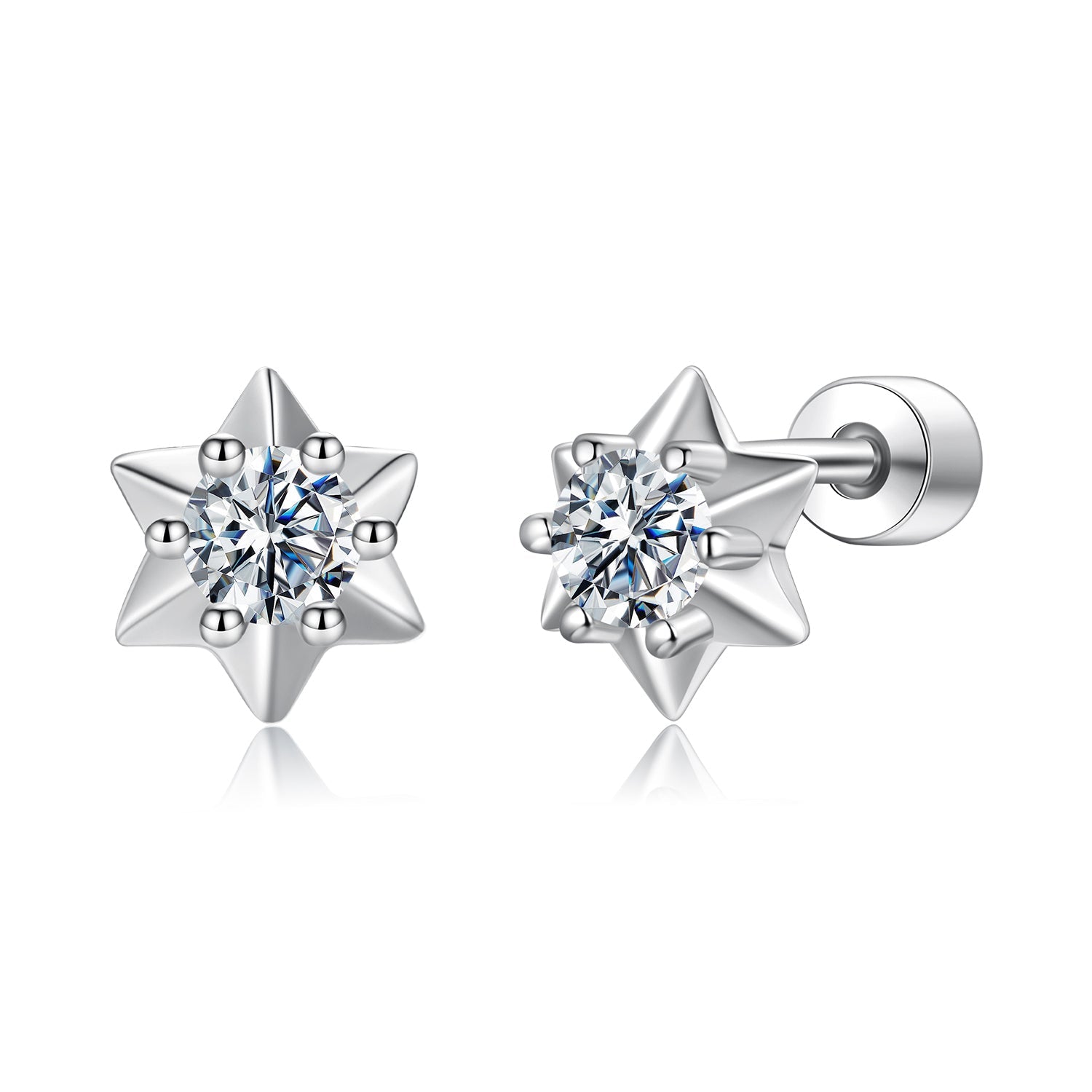925 Sterling Silver Moissanite 0.10 Carat Earrings for Women