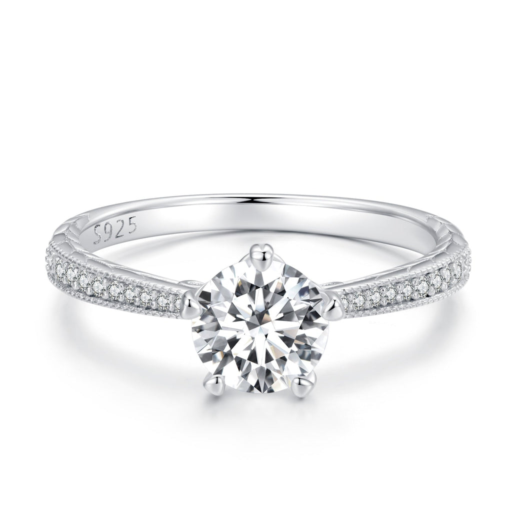 925 Sterling Silver Moissanite 0.8ct Ring Size 6 for Women