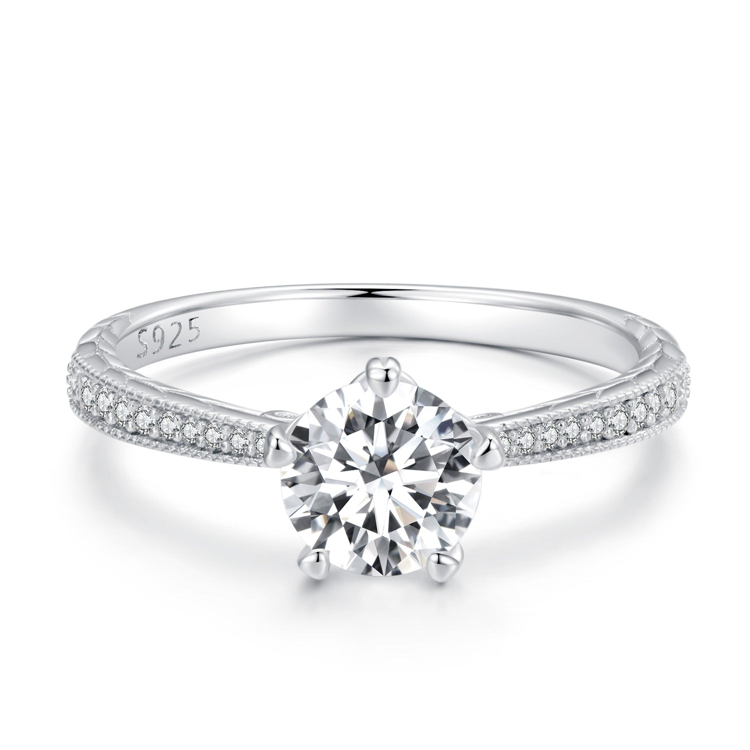 925 Sterling Silver Moissanite 0.8ct Ring Size 6 for Women