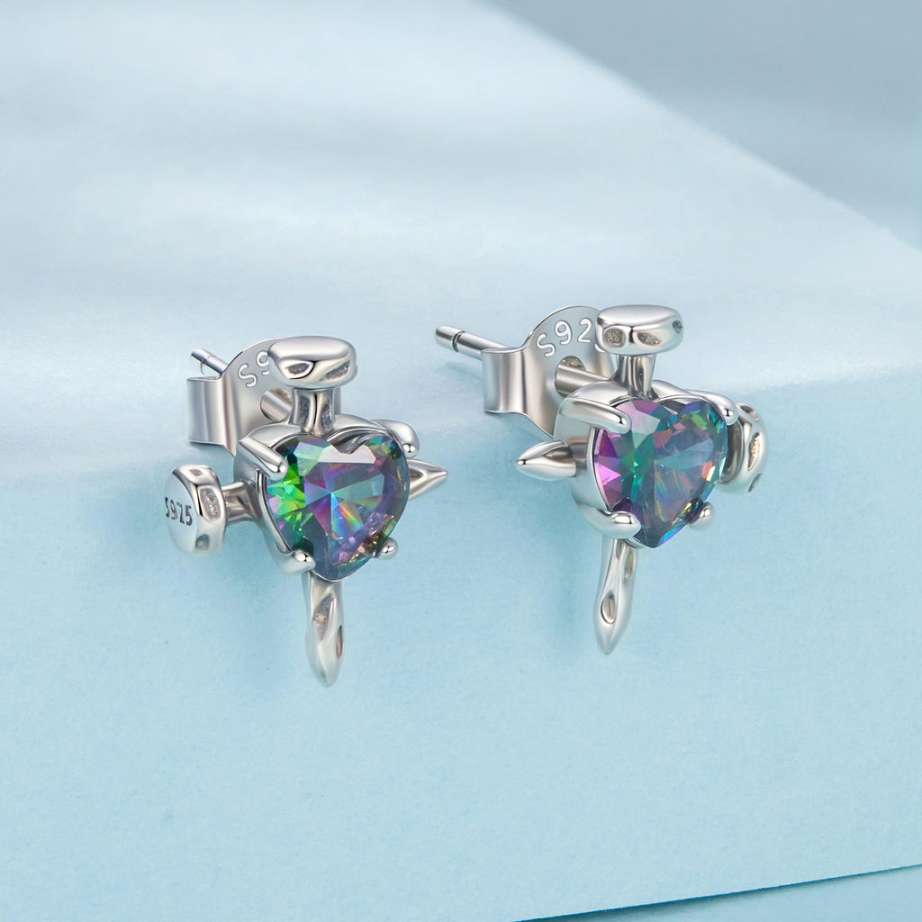 925 Sterling Silver Earrings with Transparent Glass for Women
