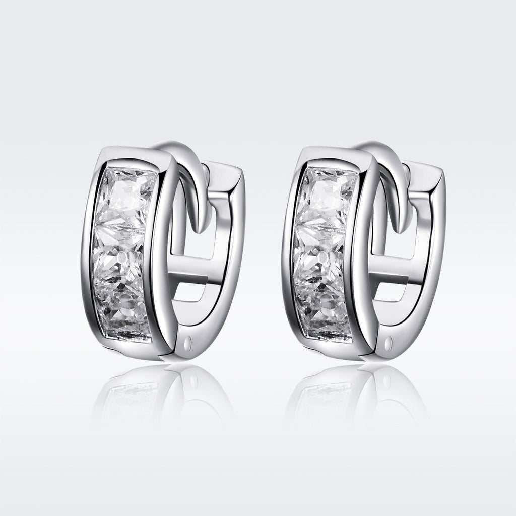 925 Sterling Silver Plated Platinum Pavé Setting CZ Earrings