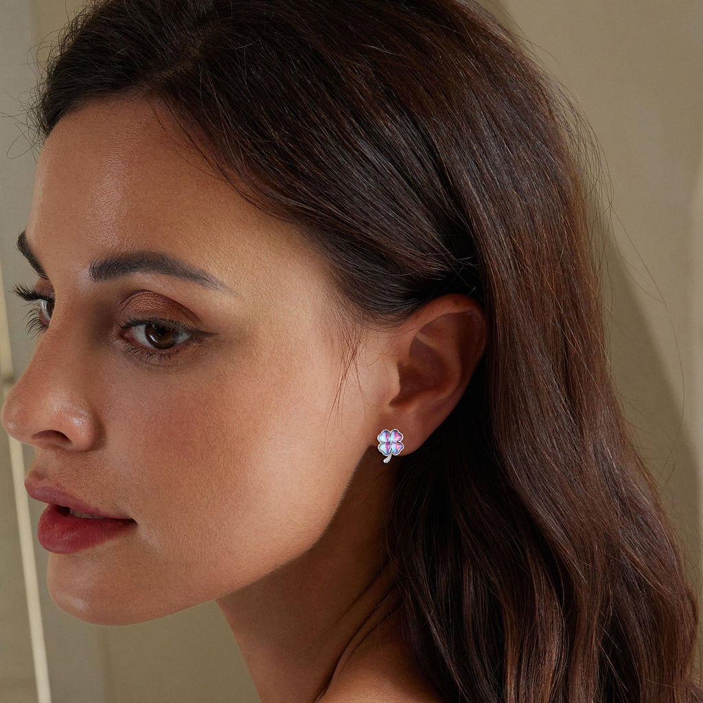 925 Sterling Silver Transparent Glass Earrings for Women