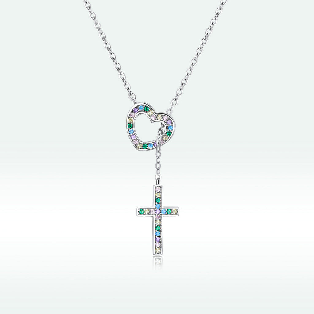 925 Sterling Silver Plated Necklace with Adjustable Length 42.5cm and CZ for Women