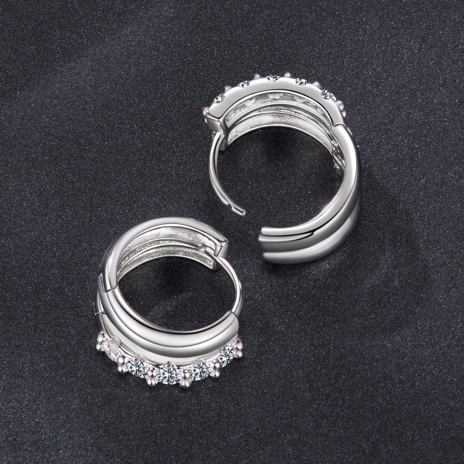 925 Sterling Silver Moissanite 0.06 Carat White Gold Plated Earrings for Women