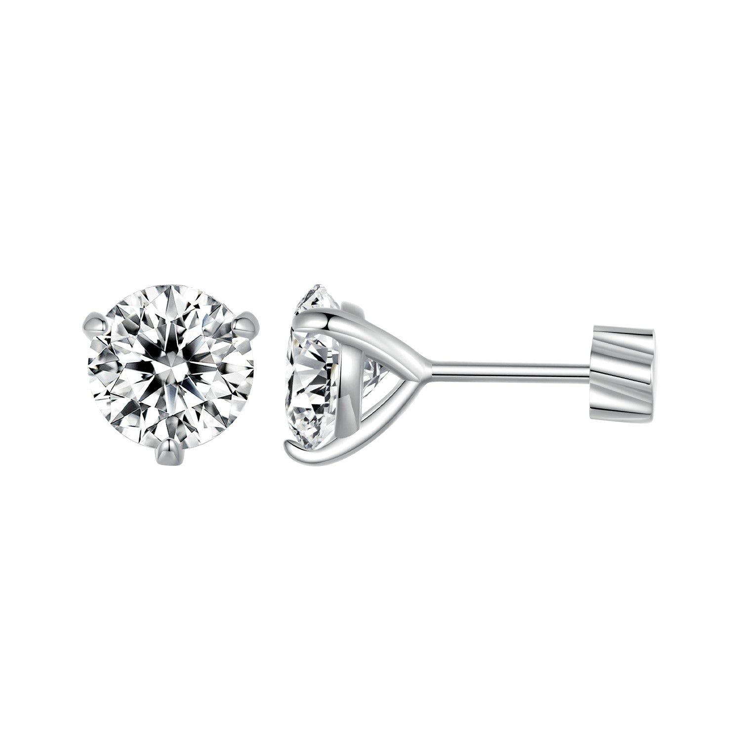 925 Sterling Silver Moissanite Earring 0.7cm White Gold Plated for Women