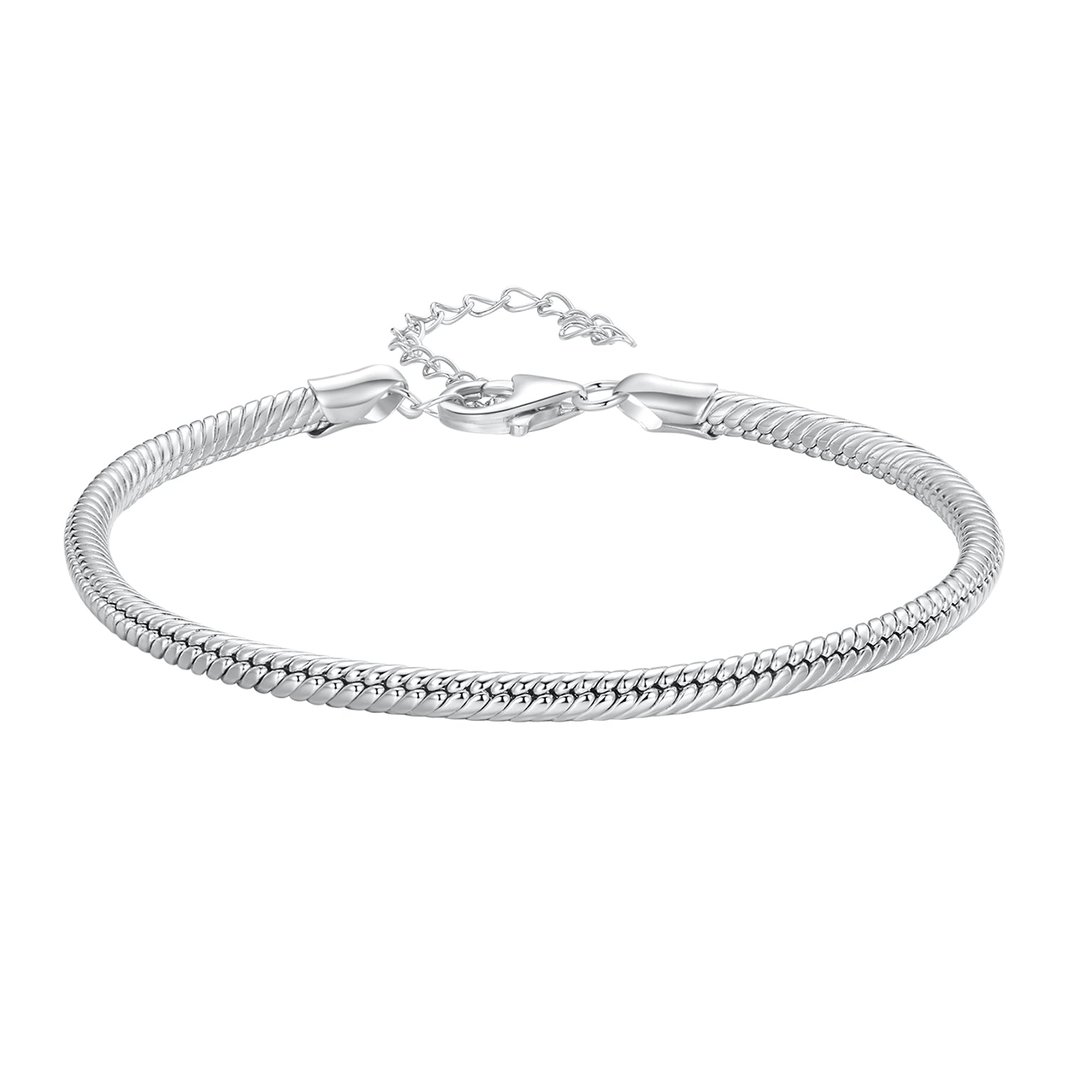 925 Sterling Silver Plated Platinum Bracelet with Adjustable Length for Women