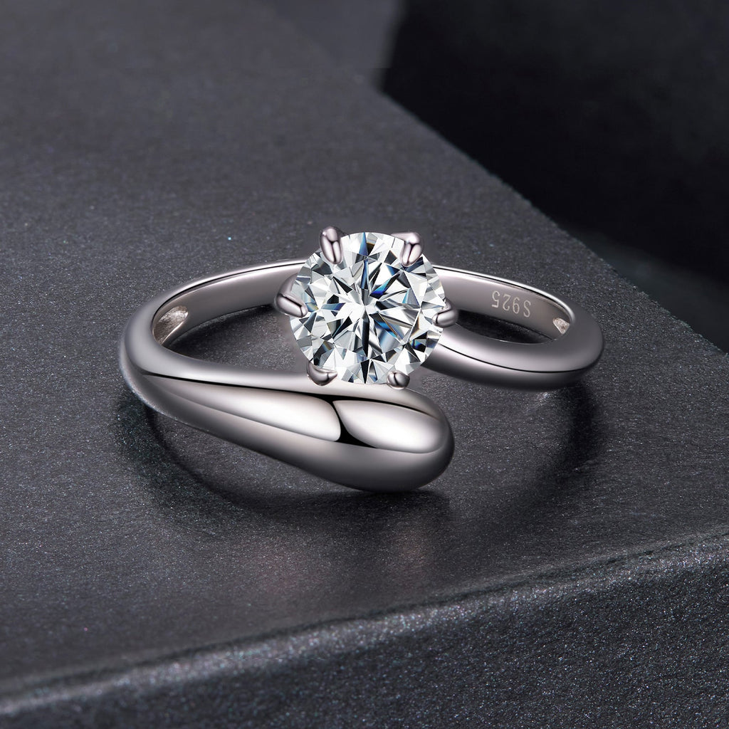 925 Sterling Silver 1 Carat Moissanite Ring for Women