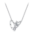 925 Sterling Silver White Gold Plated 40+5cm Necklace with Pavé CZ for Women