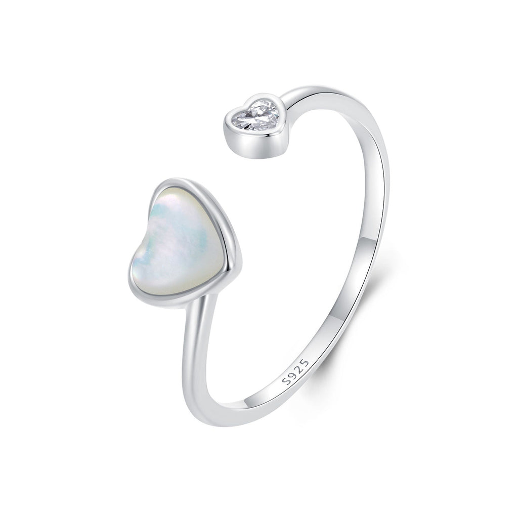 925 Sterling Silver Ring with Pavé Setting and White Shell
