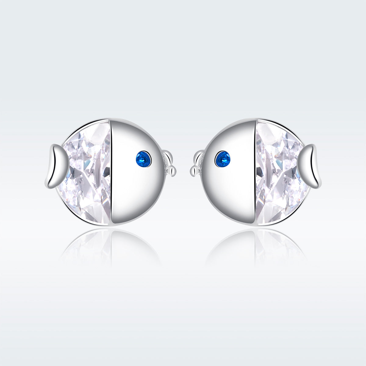 925 Sterling Silver Earrings with Pavé Setting CZ, Size 0.6*0.7cm, for Women
