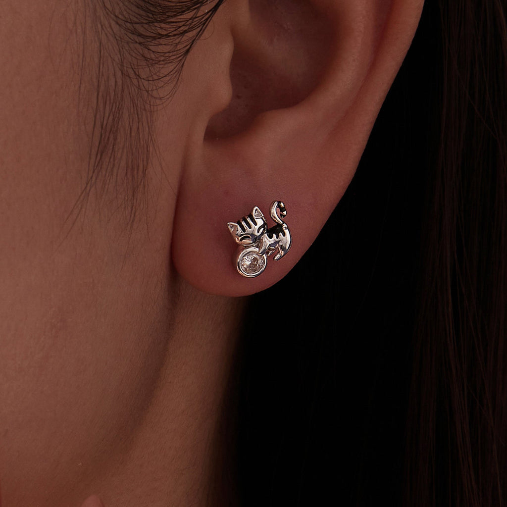 925 Sterling Silver Brass White Gold Plated Earrings with CZ for Women