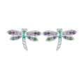 925 Sterling Silver Earrings with Pavé CZ and Transparent Glass