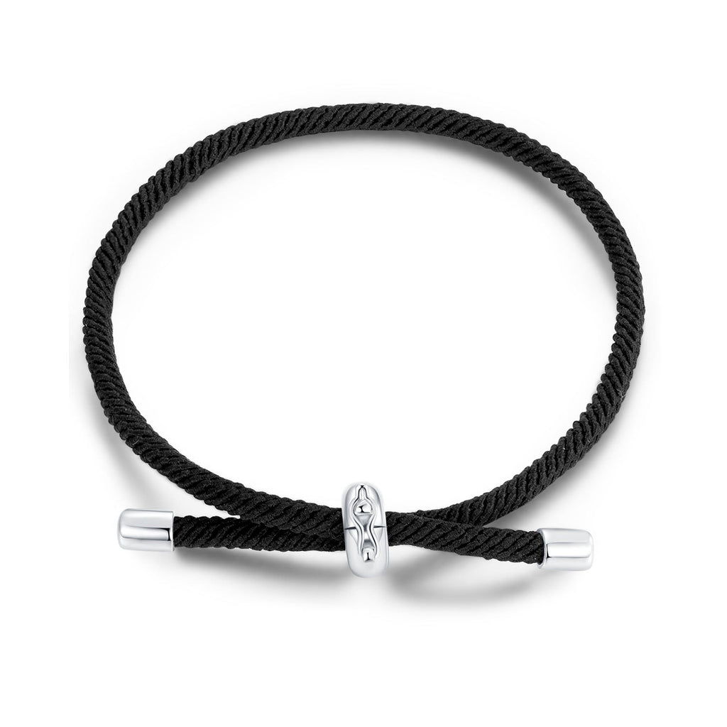 925 Sterling Silver and White Gold Plated Rope Bracelet for Men