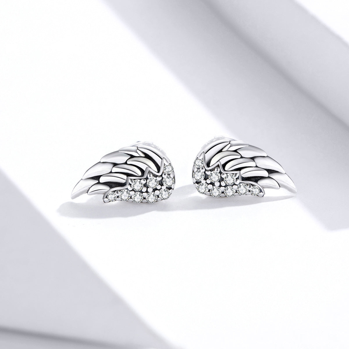 925 Sterling Silver Earrings with Pavé Setting CZ - 1.1x0.6cm
