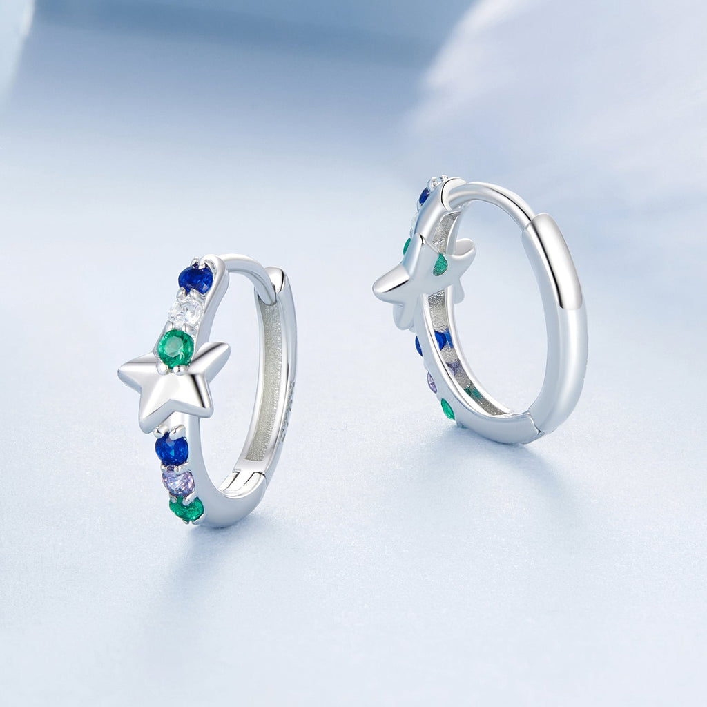925 Sterling Silver Earrings with Pavé Setting CZ in White Gold for Women