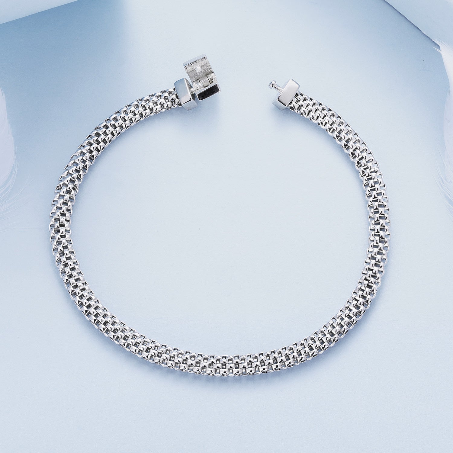 925 Sterling Silver Plated Platinum 17.0 Size Bracelet for Women
