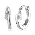 925 Sterling Silver Earrings with Pavé Setting CZ in White Gold for Women