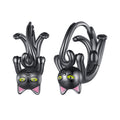 925 Sterling Silver Enamel Black Gold Earrings for Women