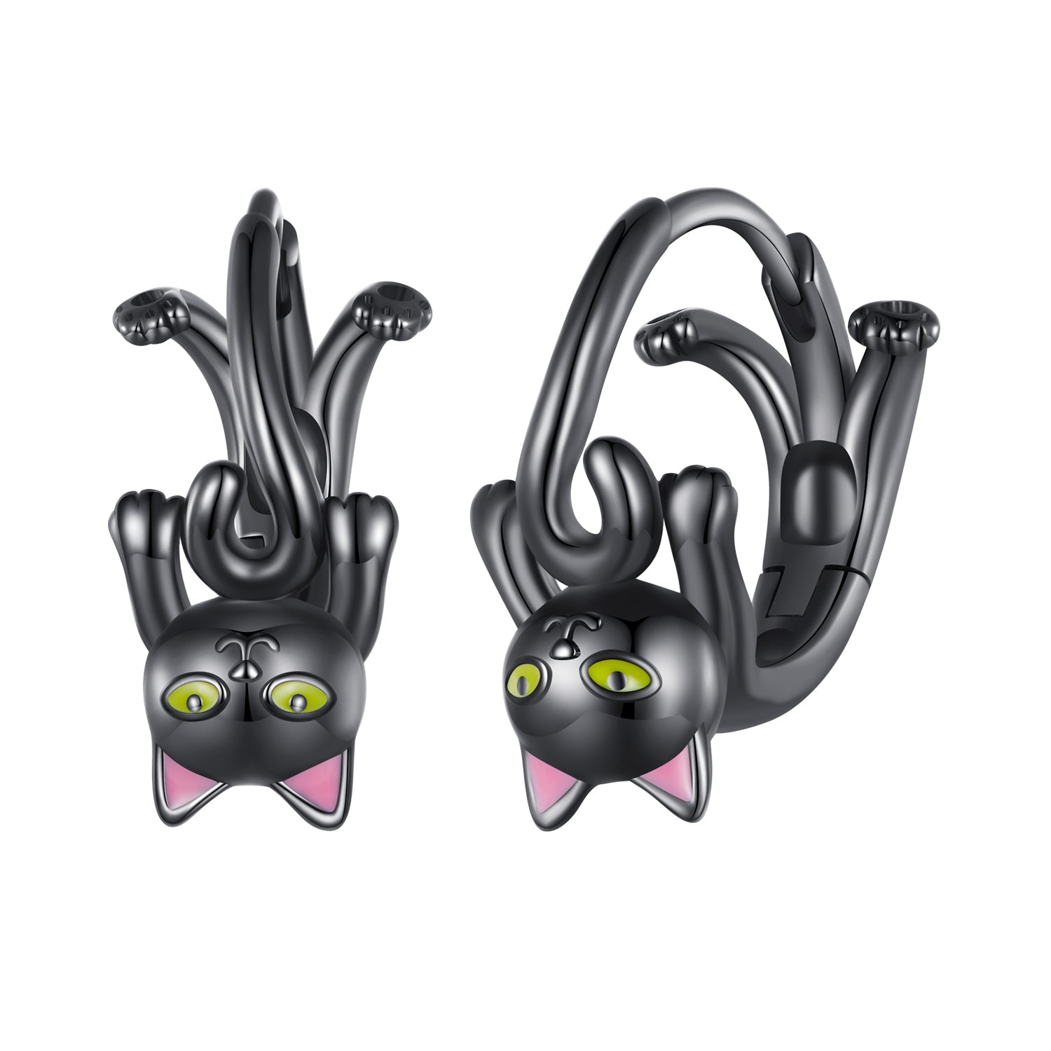 925 Sterling Silver Enamel Black Gold Earrings for Women