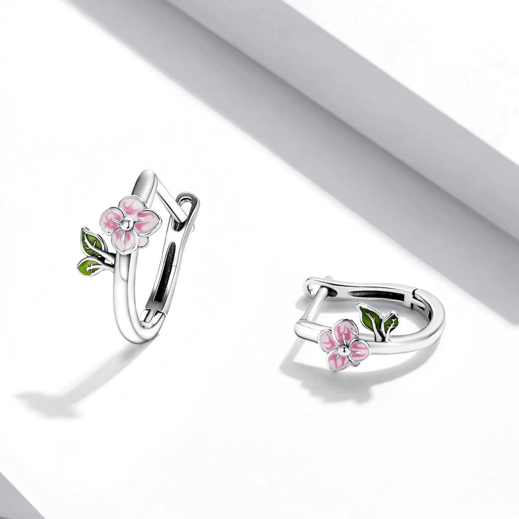 925 Sterling Silver Enamel Oxidized Silver Earrings for Women - 1.5x0.7cm