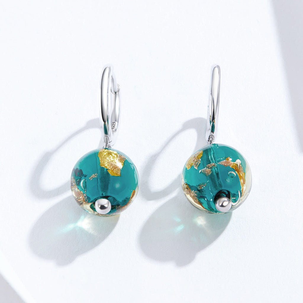 925 Sterling Silver Earrings with Glass Bead for Women