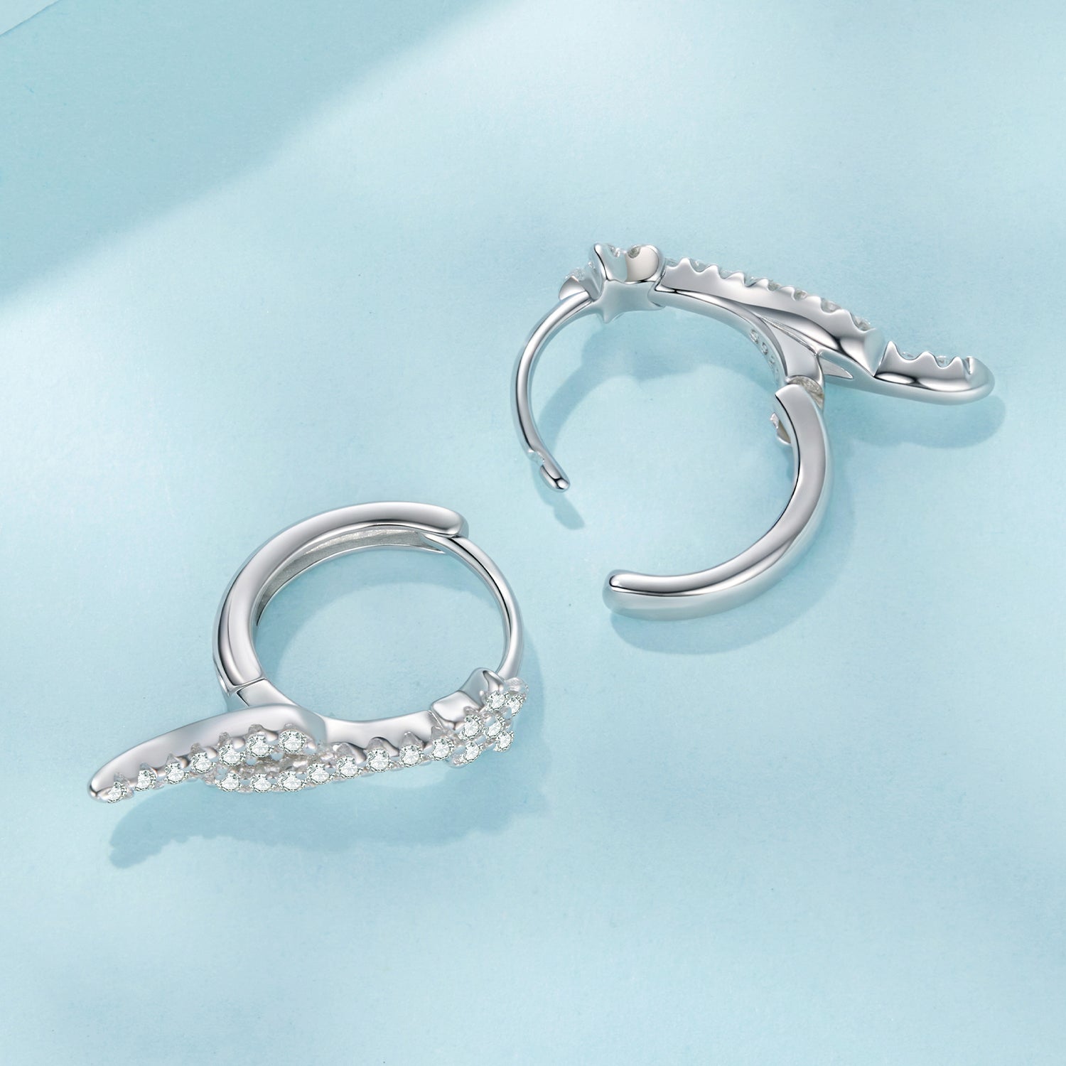 925 Sterling Silver Plated White Gold Earrings with CZ for Women