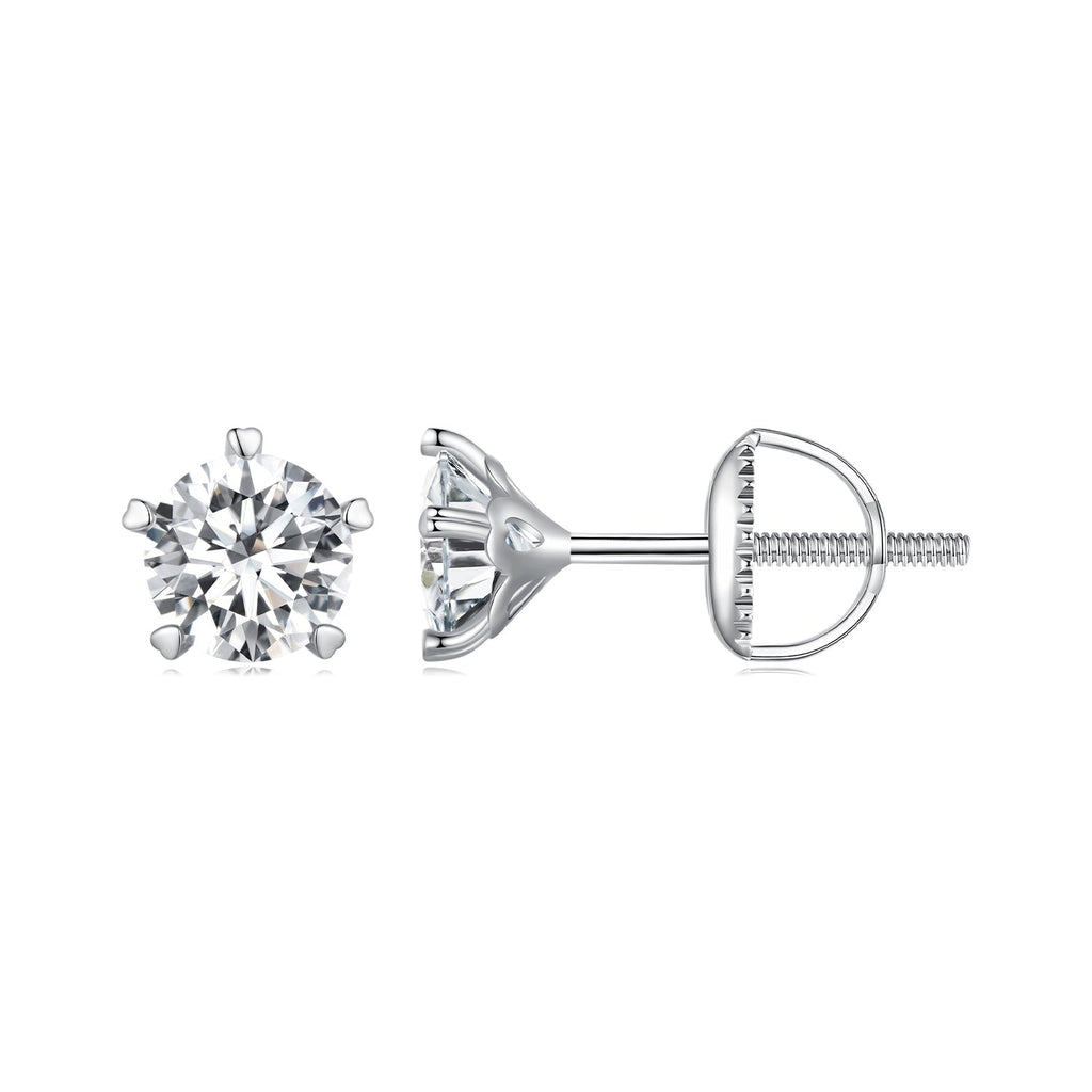 925 Sterling Silver Moissanite 0.50 Carat Earrings 6.0mm for Women