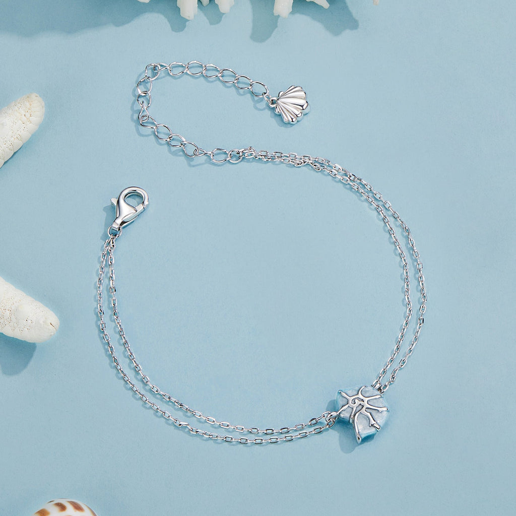 925 Sterling Silver White Gold Plated Bracelet with Enamel Process