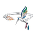 925 Sterling Silver Enamel Pavé Setting Ring for Women